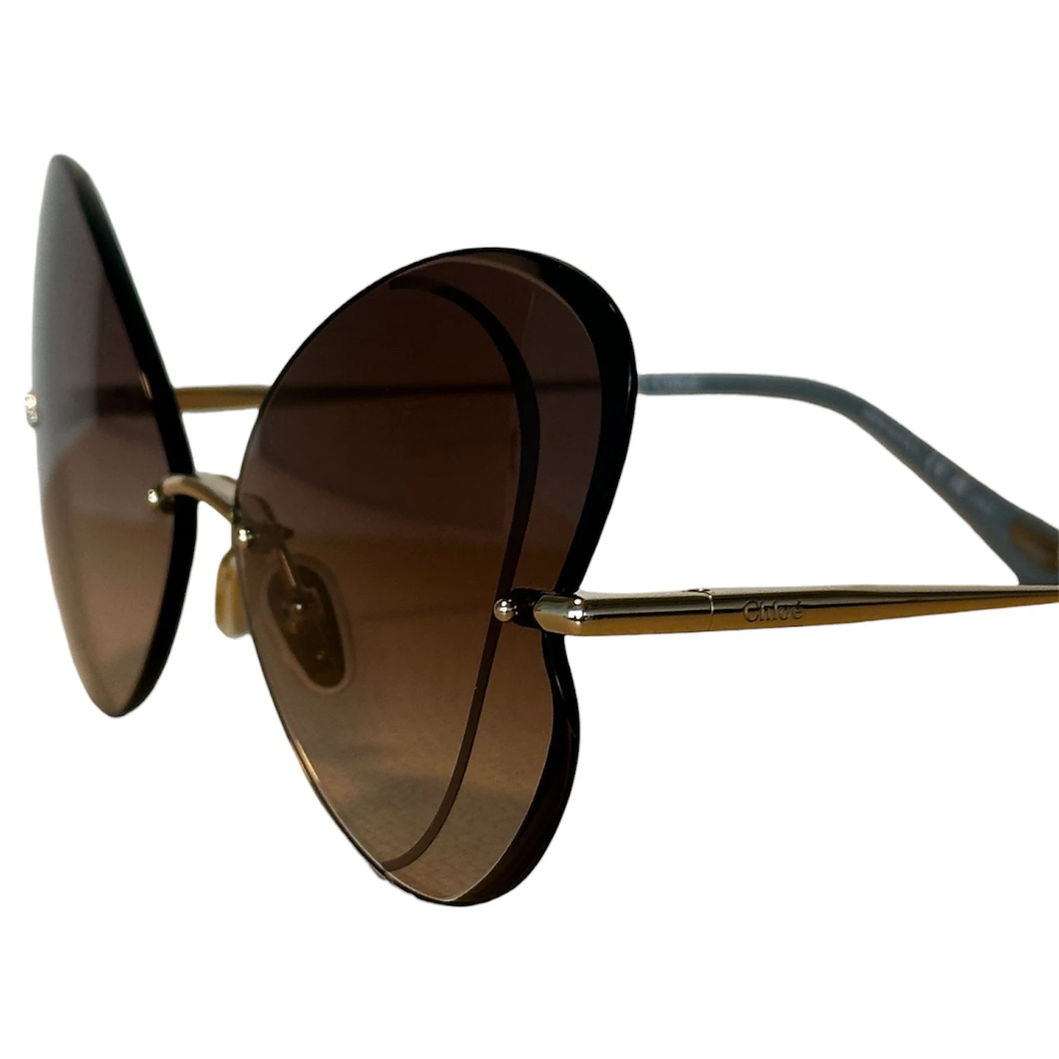 Chloe Semi-Rimless Metal Butterfly Sunglasses