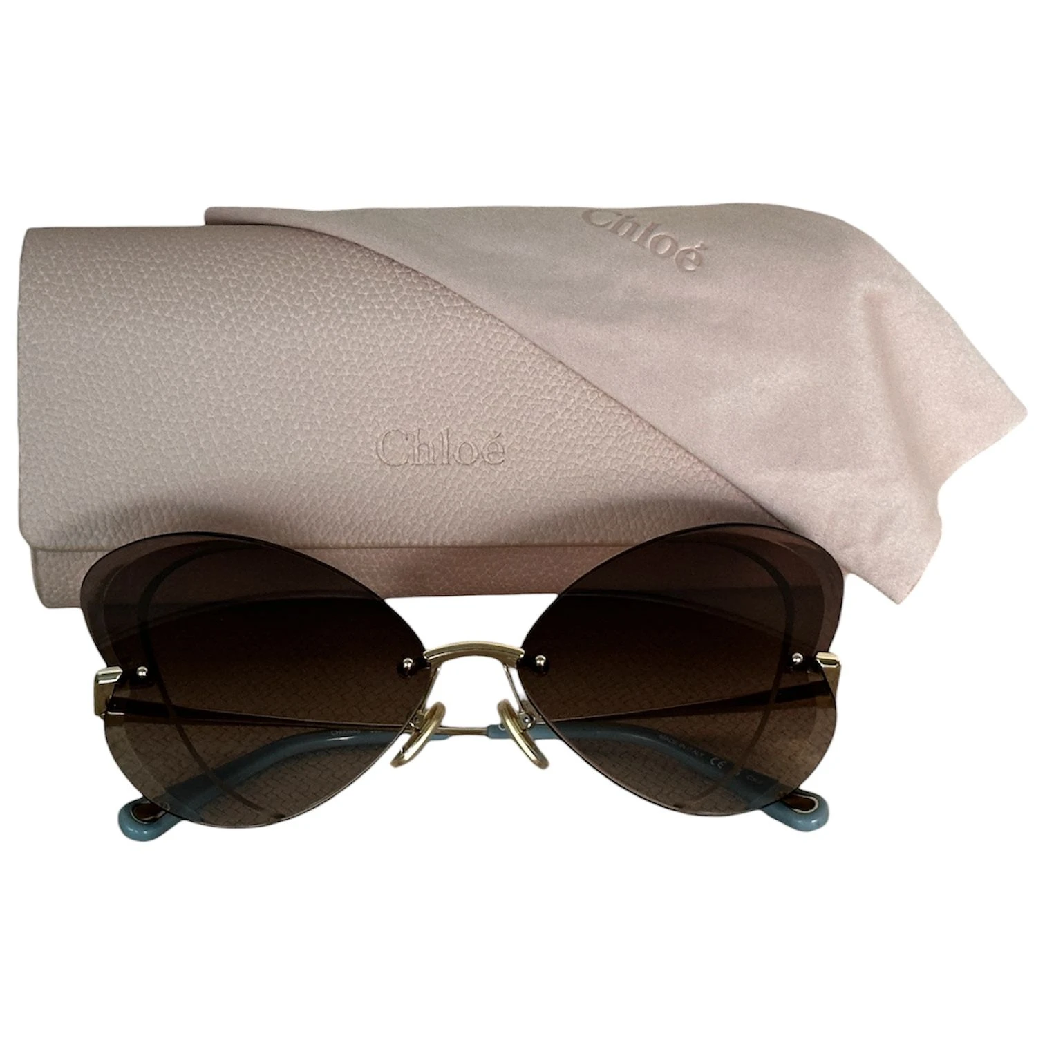 Chloe Semi-Rimless Metal Butterfly Sunglasses